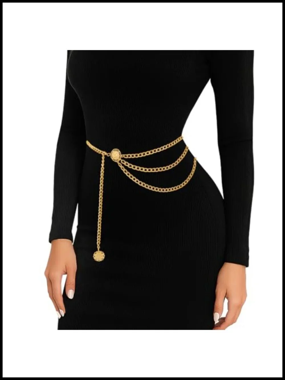 Metal Waist Chain Belt Multilayer Gold Chain Belt for Dress